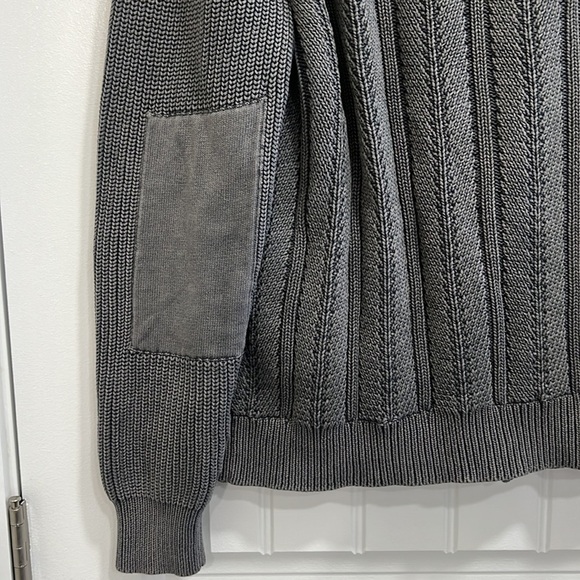 KINROSS STONEWASHED ZIP FRONT CARDIGAN, CHUNKY CABLE GRANDPA, UNISEX - Picture 5 of 9